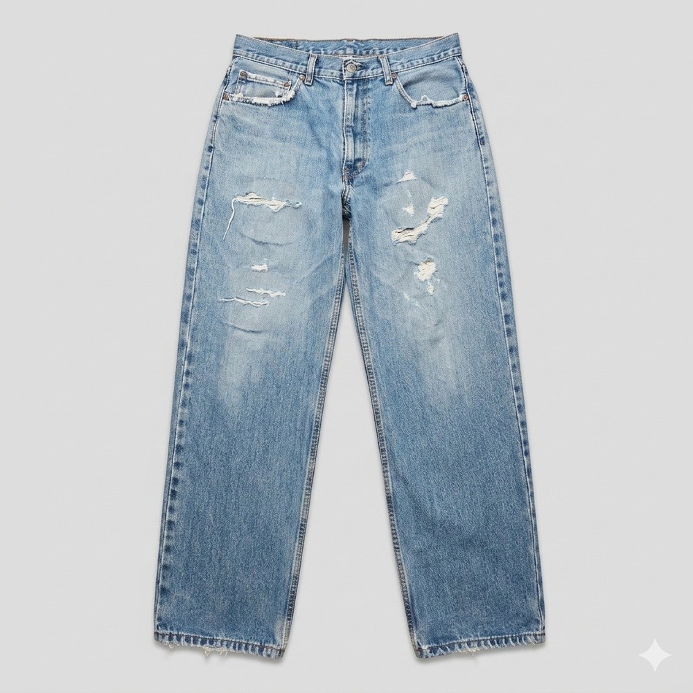 Levi's 550 Relaxed Fit Distressed Jeans Men's‎ 34x29 Light Wash Denim Thrashed